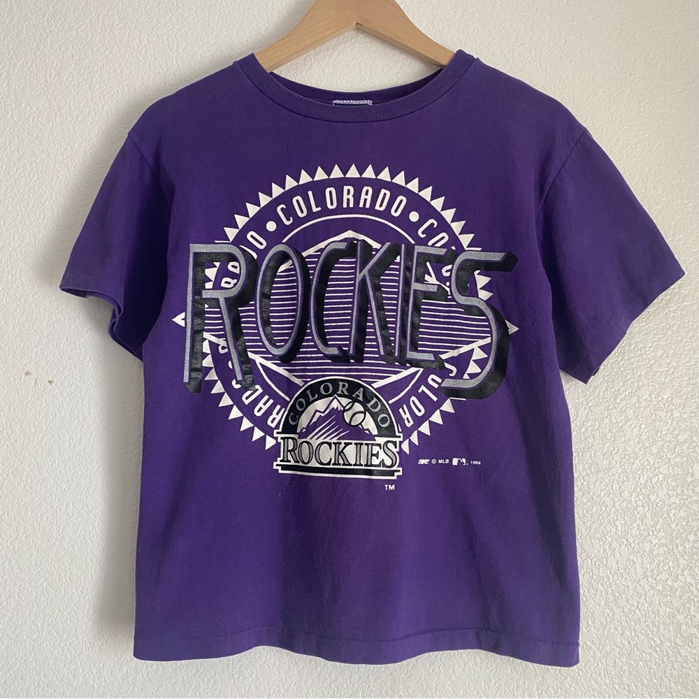 1994 Colorado Rockies MLB purple single stitch t-shirt, purple, kids L